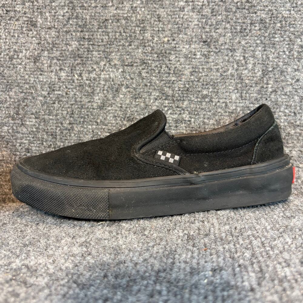Vans Black Suede Slip On Classic Skate Shoes Sneakers PopCush Mens 5.5 Womens 7